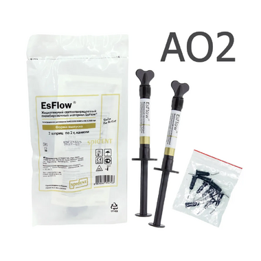 EsFlow (ЗсФлоу) AO2,  2 шприца х 2г -  жидкотекучий композит светового отверждения, Spident (Корея), 3121AО2