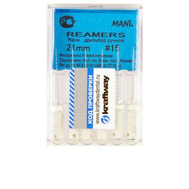 Reamers (Римерс) - дрильборы ручные, длина 21 мм, ISO-15 (6шт). (комп) MANI 0311004