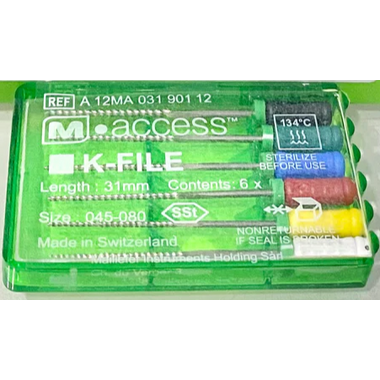 К-файлы / K-Files M-ACCESS 45-80/31мм 6шт Maillefer A12MA03190112 - каналорасширители ручные DENTSPLY