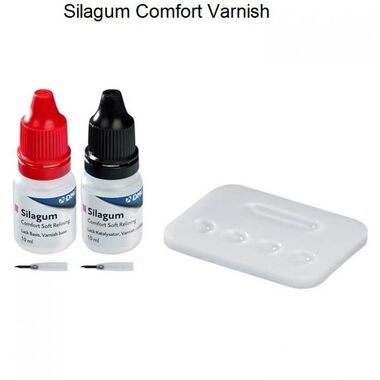 Оттискный материал на основе А-силикона Силагум Комфорт (SILAGUM AV COMFORT VARNISH) – лак для мягкой прокладки, 2 х 10 мл, 909089 DMG