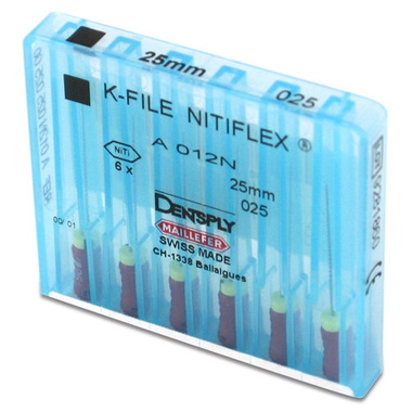 file nitiflex n55 l25 6 шт. - каналорасширтель ручной супергибкий из niti сплава. DENTSPLY A012N02505512