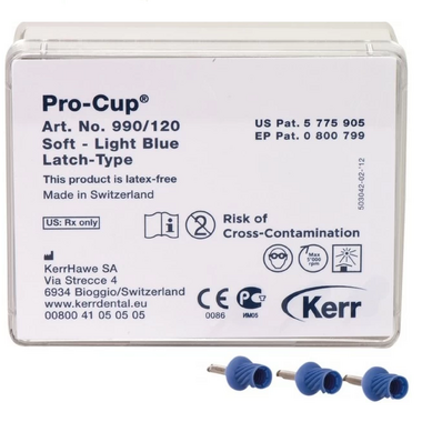 Pro-Cup Latch-type (Про- Кап Лач-тайп) мягкие, голубые (винтообразные) 120 шт - Полировочные чашечки,  990/120 KERR