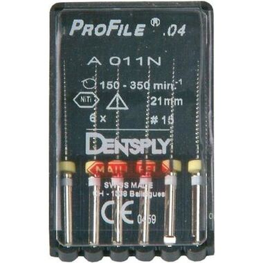 profile 04.ra n15 l21, 6 шт. - каналорасширитель. машинный из niti-сплава. DENTSPLY A011N22101512