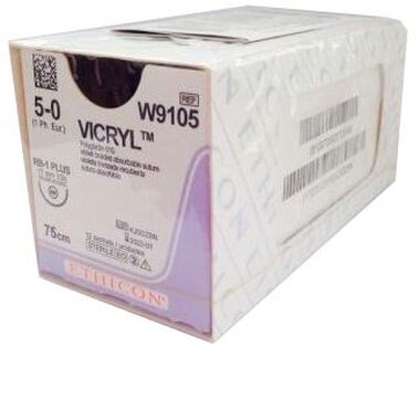 VICRYL ВИКРИЛ 5/0, 75 СМ, ФИОЛЕТ. КОЛ. 17 ММ, 1/2, 12шт  W9105 ETHICON