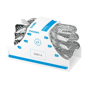 Ложка слепочная, набор 6 штук, с перфорацией без бортиков, S2801-6 ASA DENTAL