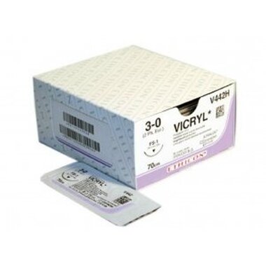 VICRYL ВИКРИЛ 3/0, 75 СМ, ФИОЛЕТ. КОЛ. 20 ММ, 1/2  W9114  ETHICON