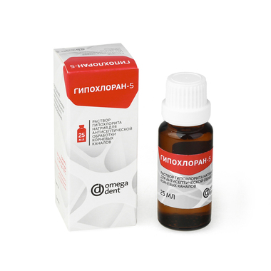 гипохлоран-5 (гипохлорит натрия) 5% 25мл омега ОМЕГАДЕНТ 40529