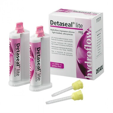 Корригирующий материал  Detaseal Hydroflow Lite Regular Set (Детасил Гидрофлоу Лайт Регуляр Сет), стандартная упаковка  2х50мл + 12 насадки DETAX 02730