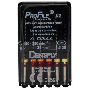 profile 02.ra n25 l25, 6 шт. - каналорасширитель. машинный из niti-сплава. DENTSPLY A034422502500