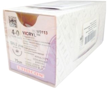 VICRYL ВИКРИЛ 4/0, 75 СМ, ФИОЛЕТ. КОЛ. 20 ММ, 1/2, 12шт W9113 ETHICON