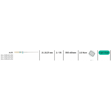 Niti REC (Apex-Max)  25mm 35/02 4 шт/уп - Машинные файлы для апикального расширения GEOSOFT ENDOLINE ГЕ06.025.352